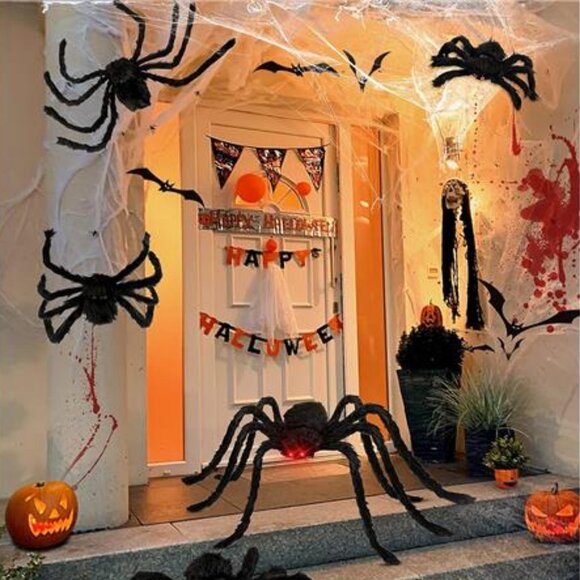 Halloween Plush Spiders Set Scary Fake Spider for Indoor Outdoor - Picture 1 of 7